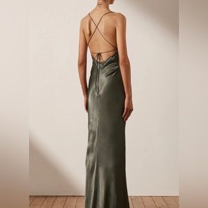 Shona Joy La Lune Lace Back Maxi Dress (US 4) Olive